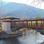 Old style wooden Bridge over a river in Bhutan