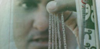 Linked chain with toothpicks at Kalavanchi