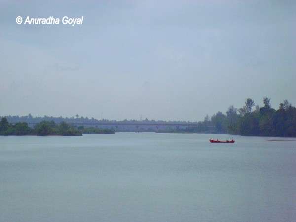 Landscape view of Panchagangavalli river & railway bridge