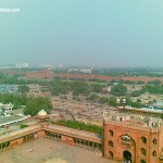 Red Fort from top of Minar in Jama Masjid, Old Delhi