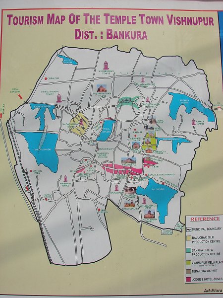 Tourism Map of Bishnupur Town, West Bengal