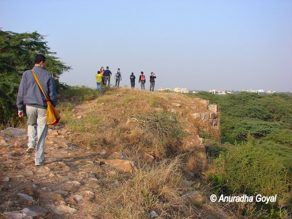 Walking on walls of Lal Kot, Delhi