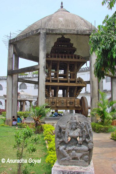 Temple Chariot and stone sculptures at Public Gardens Hyderabad