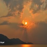 Sunset time over the mighty Brahmaputra river, Guwahati