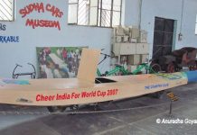 Cricket Bat shape car at Sudha Car Museum