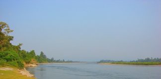 Jia Bhoroli river cris-crossing Nameri National Park