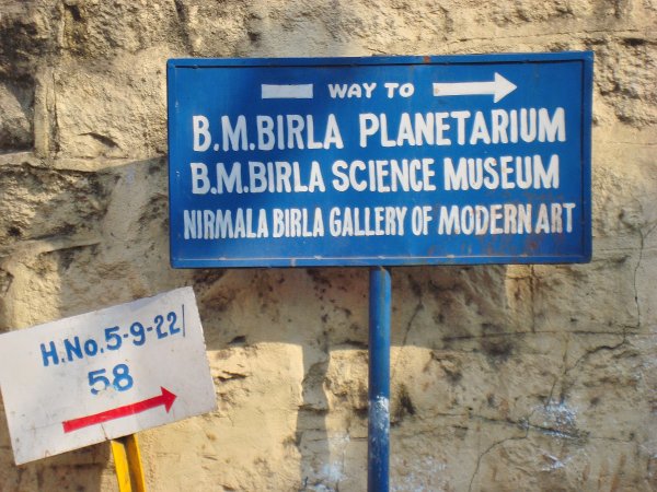 Sign-board on way to Birla Science Museum & Planetarium