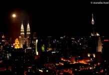 Petronas Twin Towers on a Full Moon Night