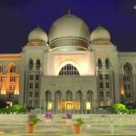 Landscape view of a government building in the capital of Malaysia Putrajaya at night