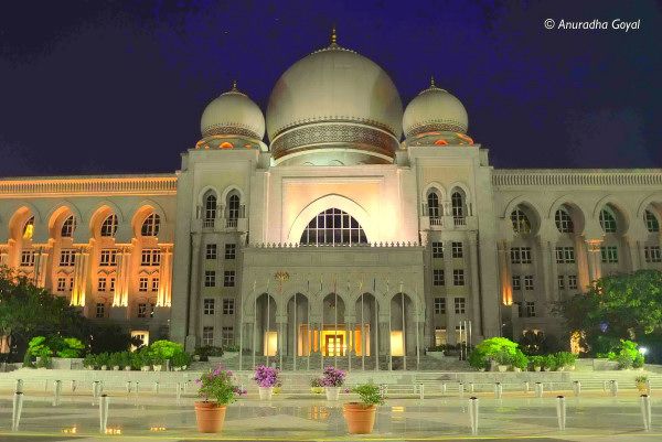 Landscape view of a government building in the capital of Malaysia Putrajaya at night