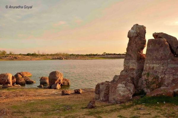 Rocks on banks of Shamirpet Lake