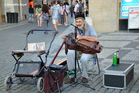 Musician on the streets of the historical city