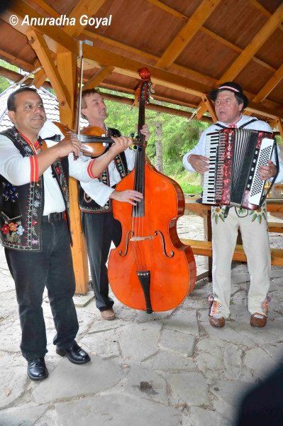 Musicians playing live music to entertain the visitors