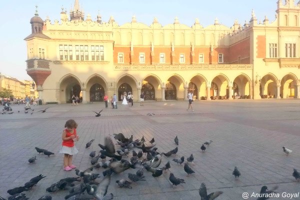 Landscape view of the Krakow Old Town Market Square