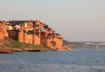 View of Ramnagar fort from Ganga river boat ride