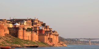 View of Ramnagar fort from Ganga river boat ride