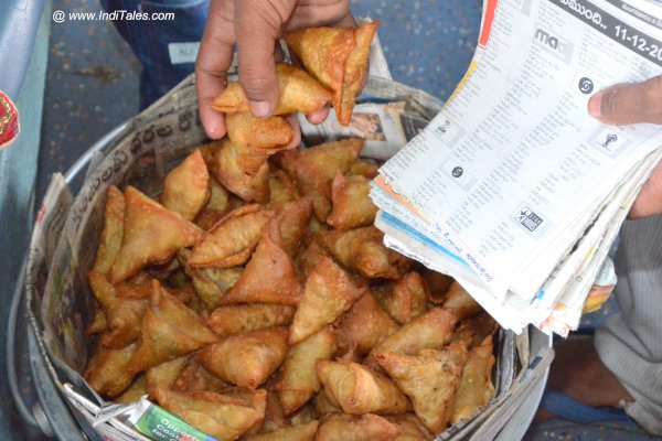 Local crispy Samosa vendor doing brisk business on the train