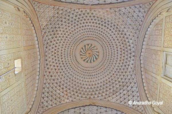 Intricately decorated ceiling of the monument