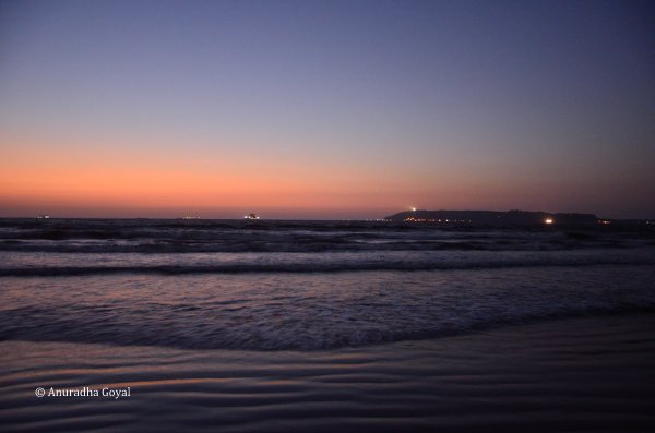 Blue hues appear at Caranzalem Beach