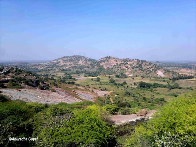 Landscape view of the Yadagirigutta Hills, Hyderabad