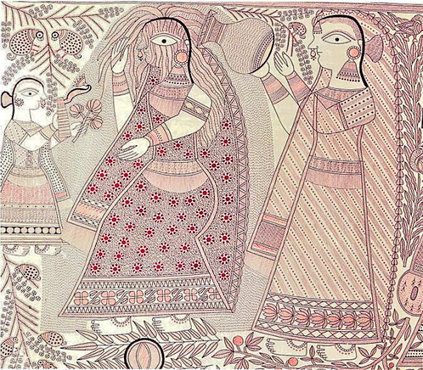 Cycle of Life Series - Attaining of Puberty a Madhubani painting