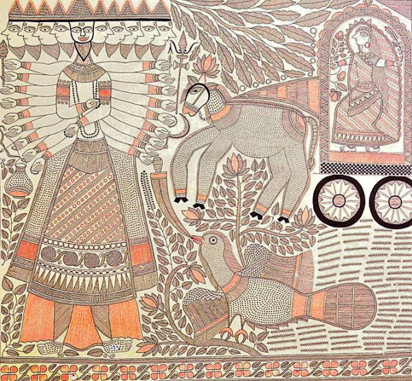 Ramayana Painting - Killing of Ravana, Ganga Devi's Madhubani Painting