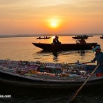 Boats on Ganga River at Varanasi, Kashi, Banaras