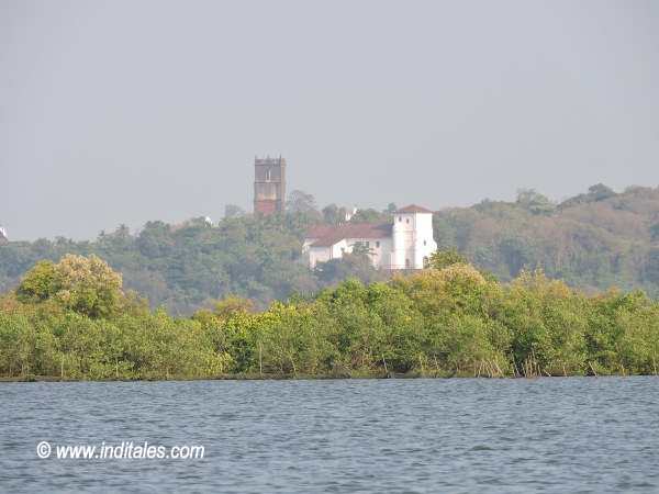 Old Goa Churches from Mandovi as seen from a boat ride