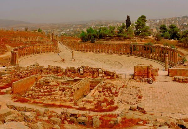 View of the old and new city of Jerash from Temple of Zeus