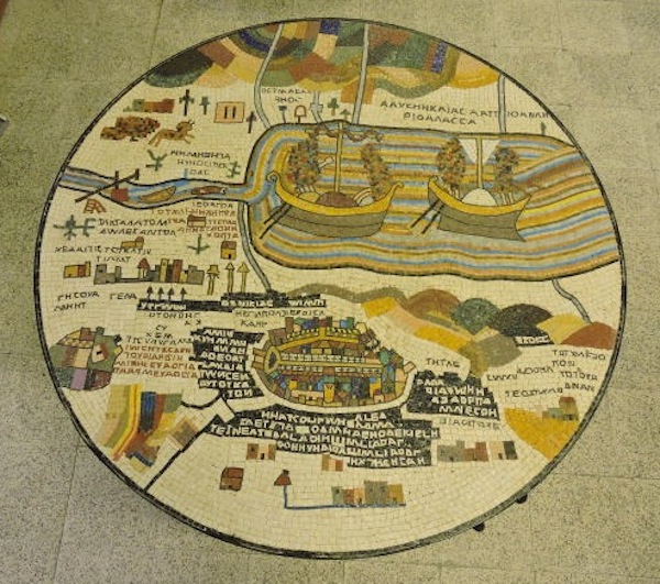 Madaba Mosaic Work Table Top recreating the map of holy land 