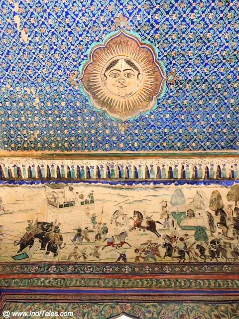 Sun painted on the ceiling of Chitrashala - Miniature Paintings