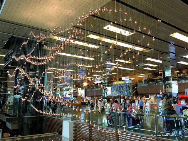 Kinetic Rain Sculpture at Terminal 1