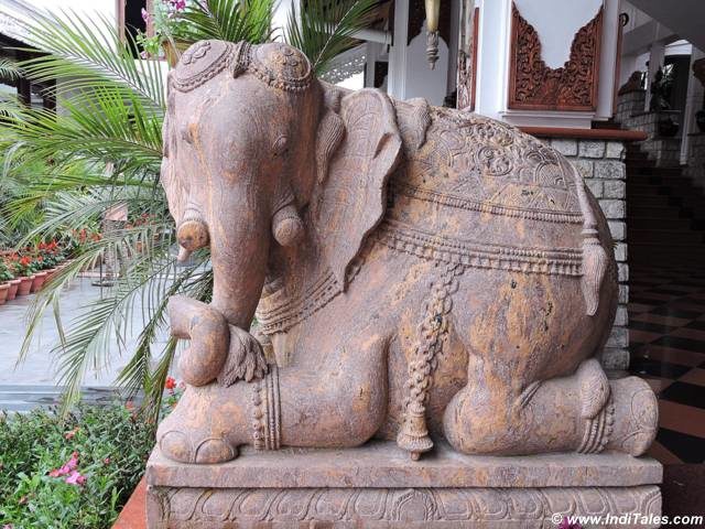 Elephant stone sculpture on display at the hotel