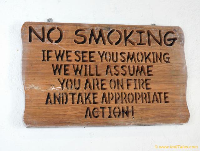 No Smoking Board at Landour Bakehouse