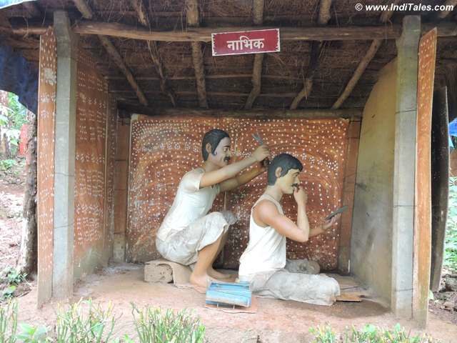 Barber being depicted at Prachin Konkan Museum, Ganpatipule