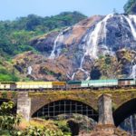 Dudhsagar Waterfalls with a passing train