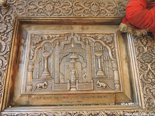 Karni Mata on the silver carved door of the temple