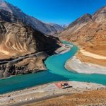 Confluence of Zanskar & Indus River near Leh in Ladakh