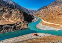 Confluence of Zanskar & Indus River near Leh in Ladakh