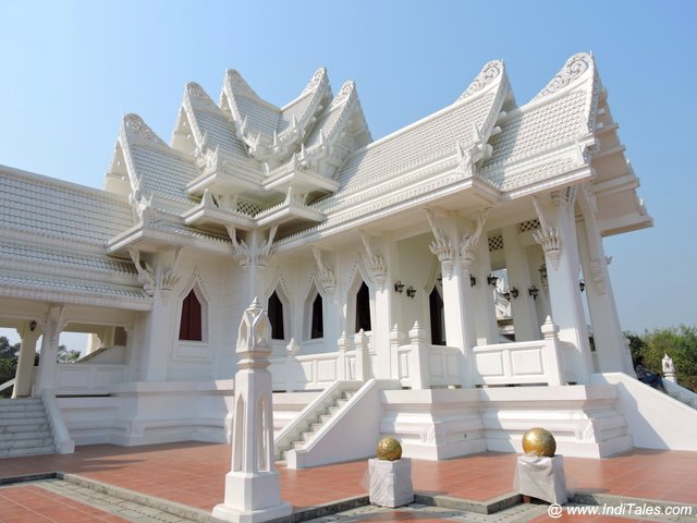 Thai monastery in all white at Lumbini Garden