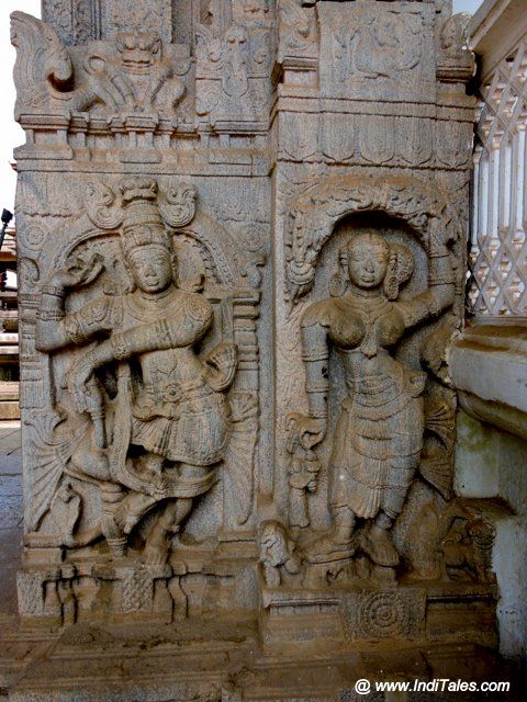 Carved stone pillars at Jain Temples of Moodbidri