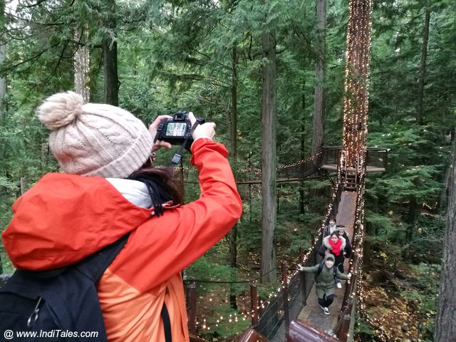 Happy travelers Visiting Canada at Capilano Bridge, Vancouver