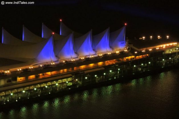 Canada Place at night from Vancouver Lookout