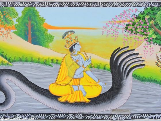 Krishna in a Pahadi Miniature Style - Street Art Kurukshetra