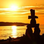 Inukshuk Monument at Sunset - Vancouver Street Art