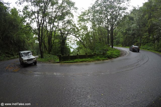 Chorla Ghat road bend during monsoons