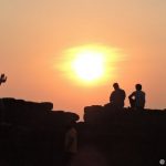 Sunset view enthusiasts waiting atop Chapora Fort Walls