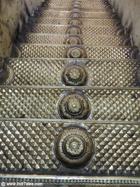 Golden stairs leading to Garbhagriha of Devarajaswamy - Kanchipuram