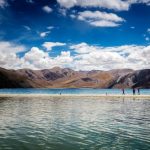 Tourists at the Pangong Lake, Ladakh