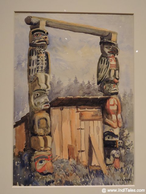 Emily Carr painting showing Totem Poles at Audain Museum